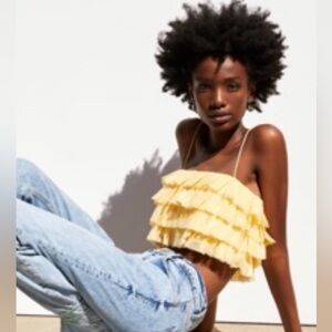 Yellow Ruffled Crop Top